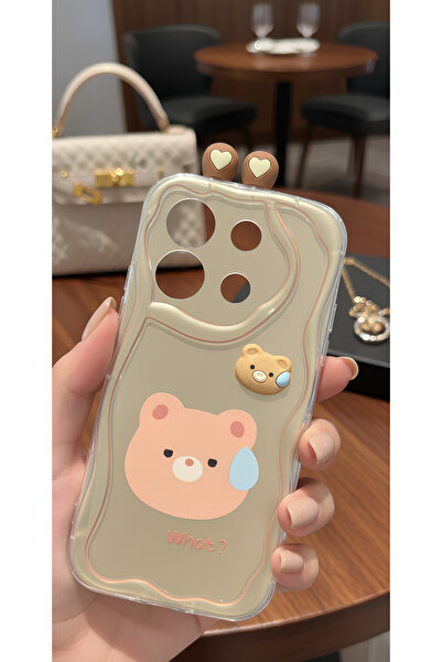 TechTrove Cute Confused Bear Figure Wavy Edge Design Case Compatible with Red...