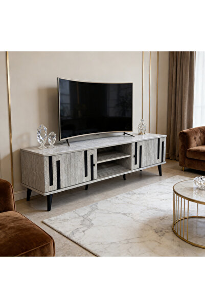 Bleco خزانة تلفزيون عصرية بتصميم بسيط لغرفة المعيشة - تصميم وحدة تحكم مع أدراج