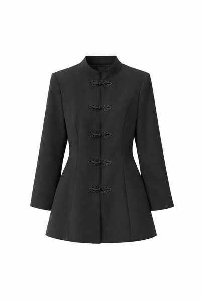 lidyasara Kadın Mandarin Yaka Düğme Detaylı Ceket