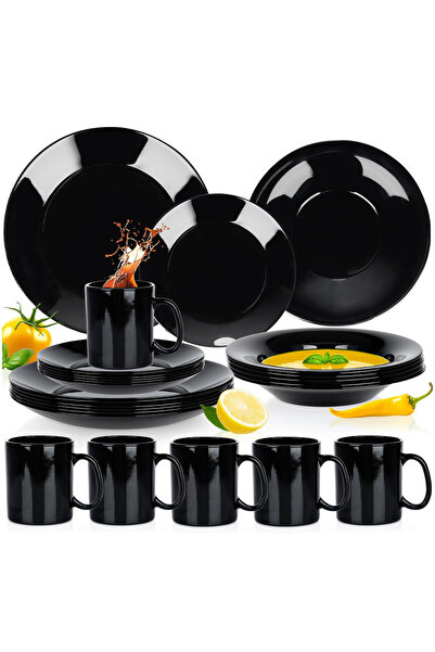 Other Black glass dinner service set, 24 pieces.