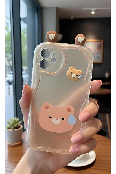 TechTrove Cute Confused Bear Figure Wavy Edge Design Case Compatible with iPh...