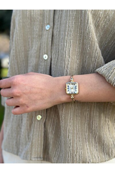 RA By Melisa Kare Beyaz Kadran Kelepçe Kordon Kadın Kol Saati