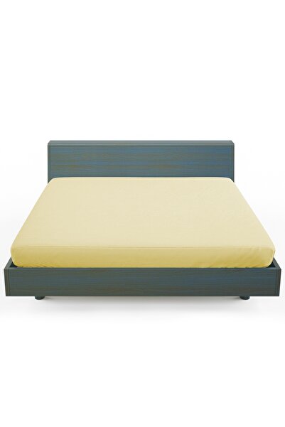 Casasro Cearceaf de pat cu elastic CASASRO, Bumbac jersey, 160x200x30 cm, Galben