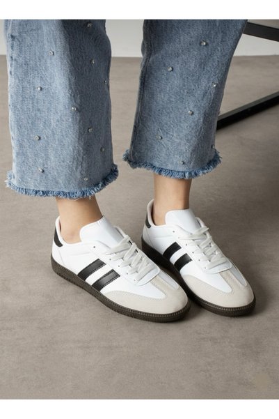 Ayhan Kundura Unisex White Sports Shoes with Side Stripes for Men and Women, Lightweight, Comfortable, Casual Sports
