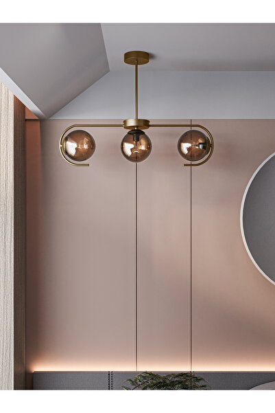 Empressco Ayza Modern Eskitme Metal Gövdeli 3’lü Bal Cam Küre Avize | Aydınla...
