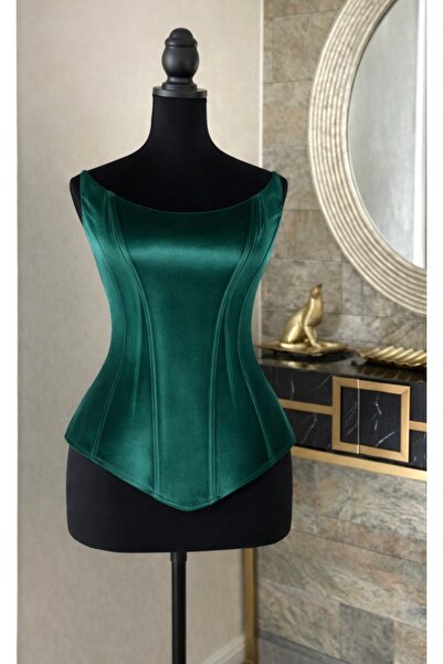 Ceren Öncel Atelier Yeşil Kadife Korse Büstiyer