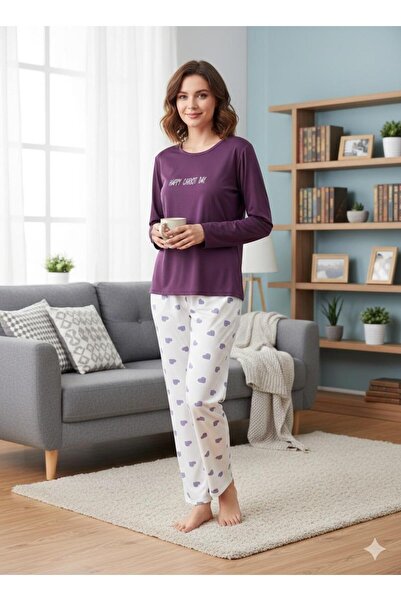 trendmodaal Heart Pattern Milan Fabric Pajama Set