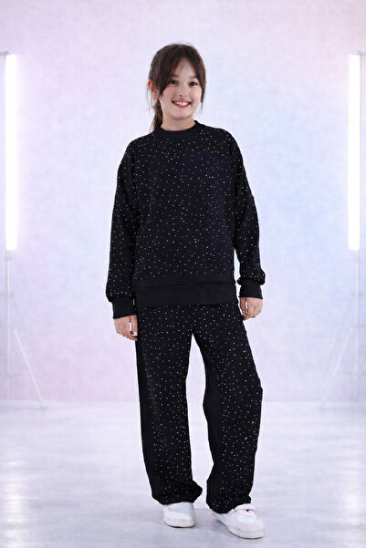 Arya Nisa Kids طقم رياضي بناتي من القطن مطبوع عليه حجر قطني بأكمام طويلة وواس...