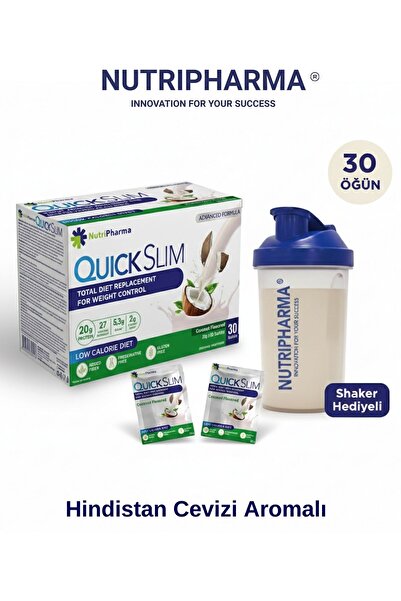 NUTRIPHARMA QUICK SLIM Whey Protein Meal Powder - Coconut Flavored 30 Sachets...