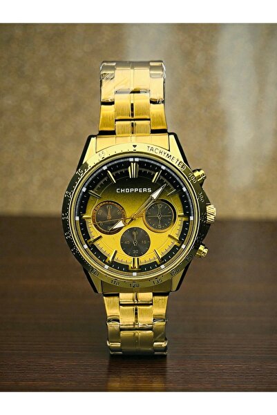 Choppers Gold Çelik Kordon Erkek Kol Saati – Tachymeter Detaylı Şık Tasarım