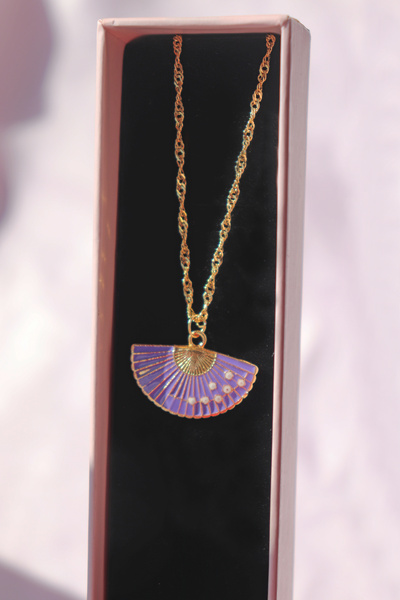Yenress Collection Purple Fan Necklace