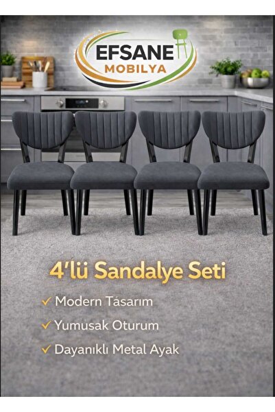 Efsane i.E.G ELMA SANDALYE 4 ADET SALON MUTFAK YEMEK ODASI SALON BALKON BAHÇE...