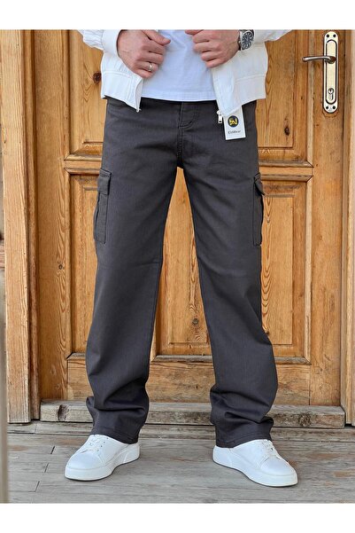 ElitWear Erkek Kargo Cepli Beli Kemerli Gabardin Baggy Pantolon