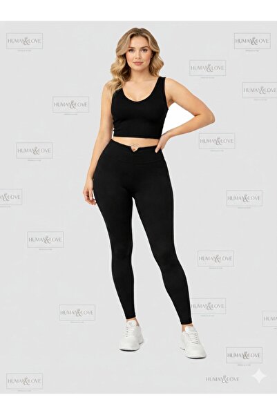 HUMAN LOVE Heart-Detail Leggings and Strappy Crop Top