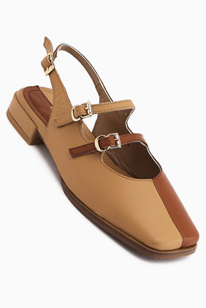 Limoya Winny Genuine Leather Tan Double Strap Women's Sandals