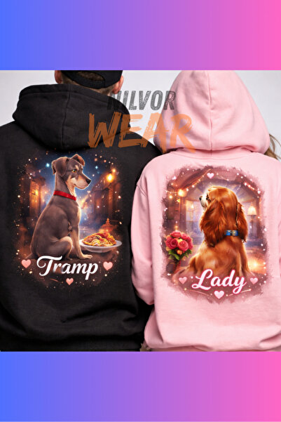 Nilvor Lover & Friend Couple Combination Tramp & Lady Printed Hooded Sweatshi...