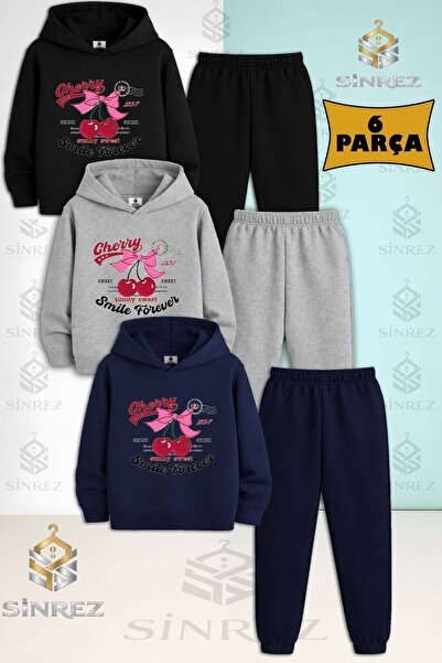 SİNREZ Set de trening cu glugă pentru copii, 3 piese, unisex, cu imprimeu CHE...