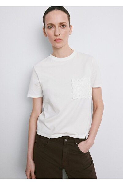 MANGO Woman İşlemeli pamuklu tişört