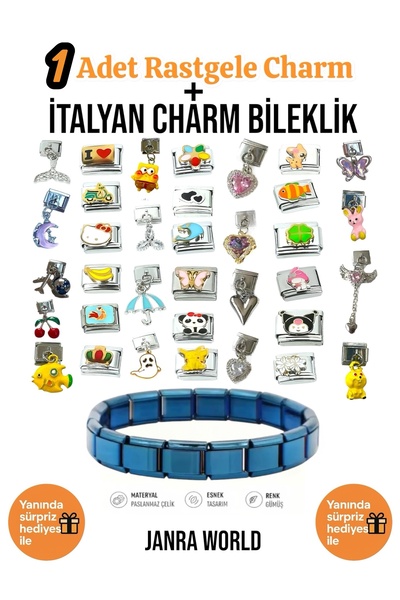 JANRA WORLD قطعة واحدة من مجموعة الأساور الساحرة العشوائية + الأساور الإيطالي...