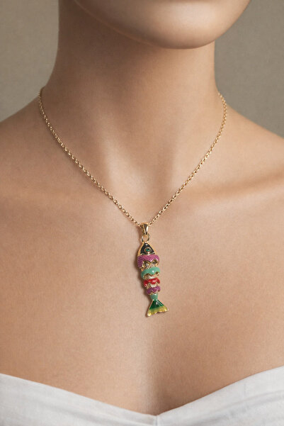 Soulistic Collection Altın Renk Hareketli Balık Figürlü Çelik Kolye