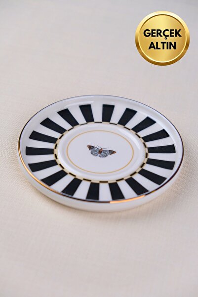 tabakevi Tabak Evi Porselen Butterfly Collection Altın Yaldızlı Çay Tabağı 11...