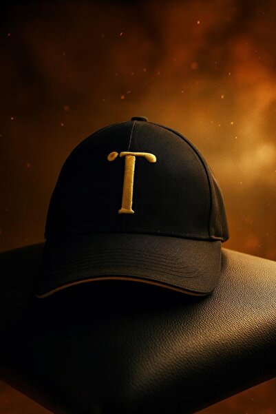T-MUCH Black Cap With Yellow Logo and Brim