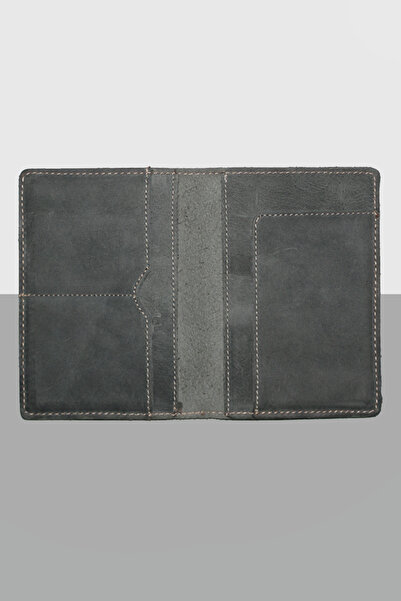 Luqa Leather Genuine Leather Handmade Passport Cover and Card Holder - Dark G...