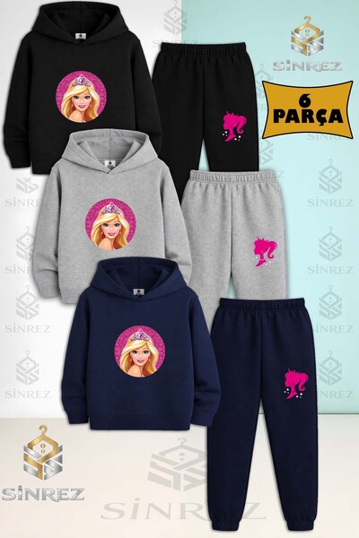 SİNREZ Set de trening cu glugă pentru copii, 3 piese, unisex, PRINCESS BRB, r...