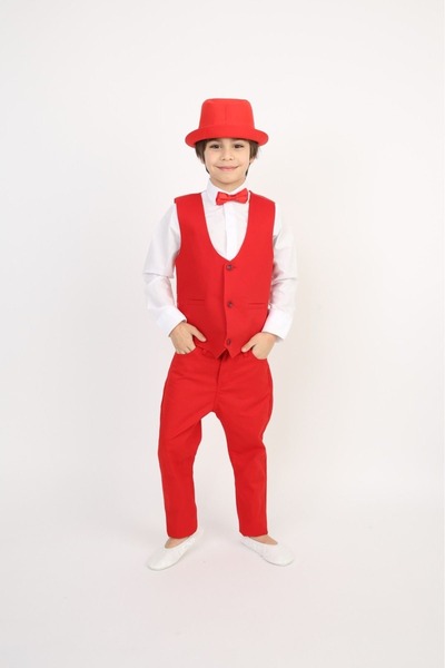 Generic Brand Boys' Suit Hat Vest Shirt Pantalon Bow Tie Costume Show Outfit