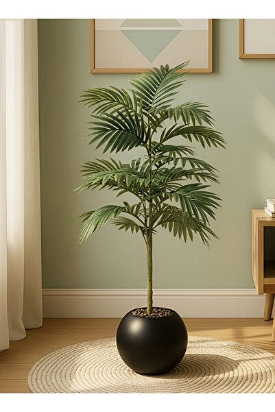 Cady One Artificial palm tree with a large pot, dense green leaves, 75 cm tall