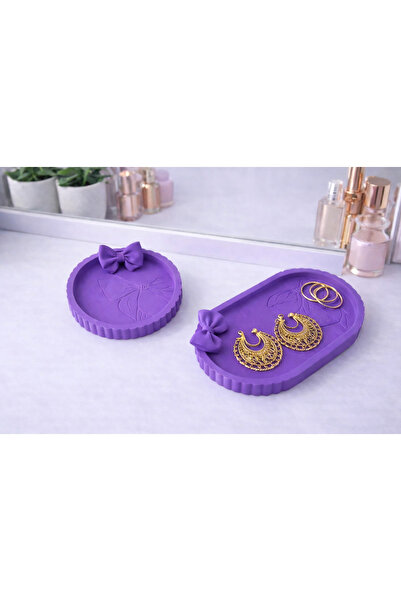 Vescarri 2-Piece Ribbon Jewelry Organizer – Decorative Tray