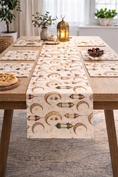ÖZDAĞ HOME CONCEPT Ramadan Themed Tableware Set Duck Digital Print Runner 140...