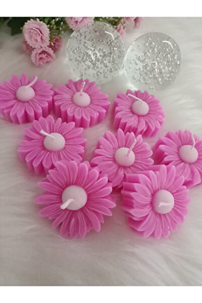 AKÇA SHOPPİNG 20 Adet Pembe Papatya mum Söz,Nişan,Düğün,Kına,Bebek mevlidi, D...