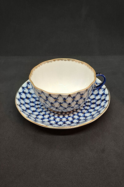 Imperial Porcelain Zero Product New Imported Cobalt Blue Net Patterned Tea Cu...