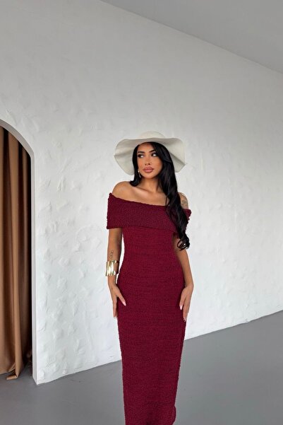 Auroveen Fit Boucle Madonna Collar Maxi Length Knitwear Dress Av3604