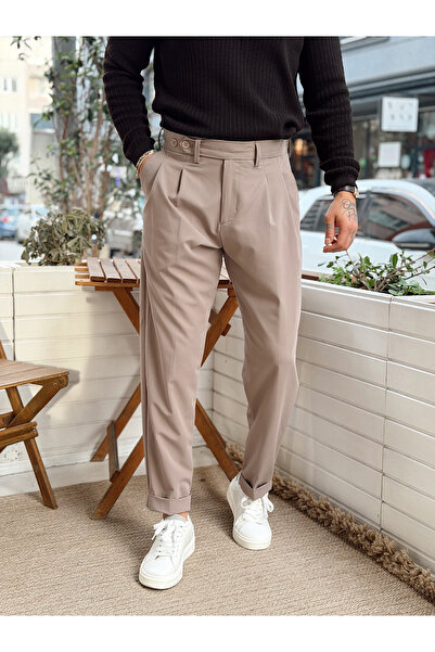 manch collection Carrot Cut Belt Detailed Trousers Ash
