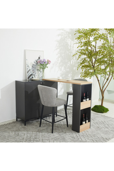 Home Box Siesta Bar Table with 2 Door Side Cabinet