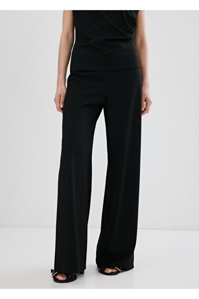 MANGO Woman Beli bağcıklı düz kesim pantolon