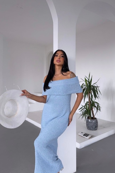 Auroveen Fit Boucle Madonna Collar Maxi Length Knitwear Dress Av3604