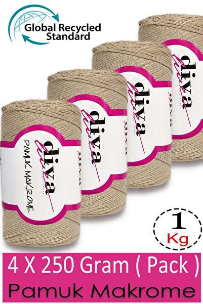 Diva İplik 1 кг - 4-пакет - 3 мм - Бавовняна макраме нитка для сумок 219 Бобо...