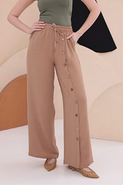 bb butik basic Coconat Buttoned Draped Trousers Hkn34