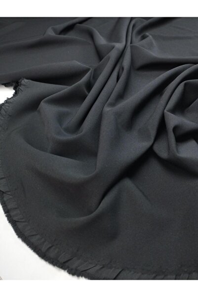 Kumaş Parça Black Colored Crepe Fabric with Body-Like Texture Width: 140 cm