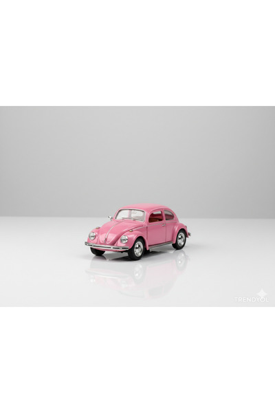 Funyday Dekoratif Hediye Çek-Bırak Metal Pembe Vosvos Araba büyük boy 12cm