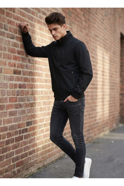 MontClup Erkek Ceket Fermuarlı Palto Ceket