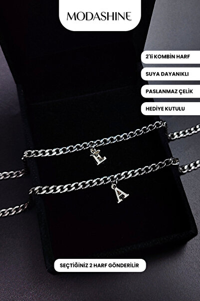 ModaShineShop 2’li Harfli Kararmaz Çelik Bileklik – Çiftler ve Sevgililer İçi...