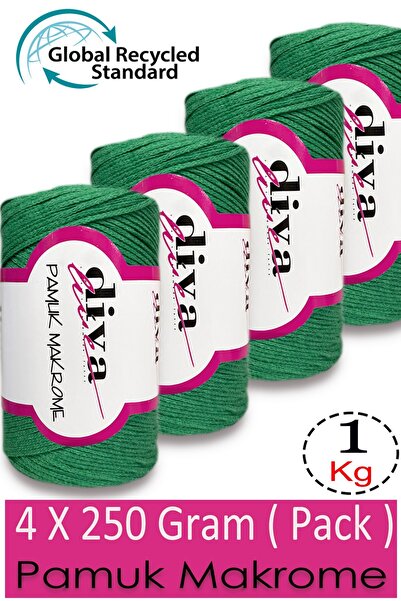 Diva İplik 1 kg - Pakovanje od 4 komada - 3 mm - Koton Makrame Torba Pređa 21...