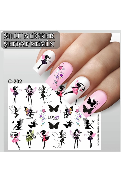 ECLAT TIRNAK STİCKERİ ÇİZGİ FİLM (SULU TATTOO ÇIKARTMA) ŞEFFAF ZEMİN