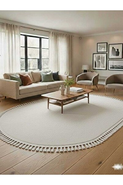 ALTUN CARPET MODERN 300CM + OVAL KIREM POST PELÜŞ PONPON SAÇAKLI KAYMAZ TABAN...