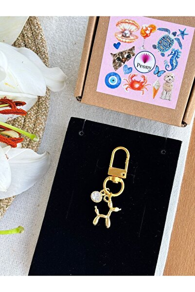 PEONY peonyofficiall Sosis Köpek Charm Altın Kaplama Zirkon Tektaş Detayllı B...