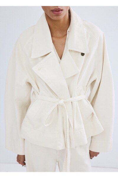 MANGO Woman Kemerli denim trençkot